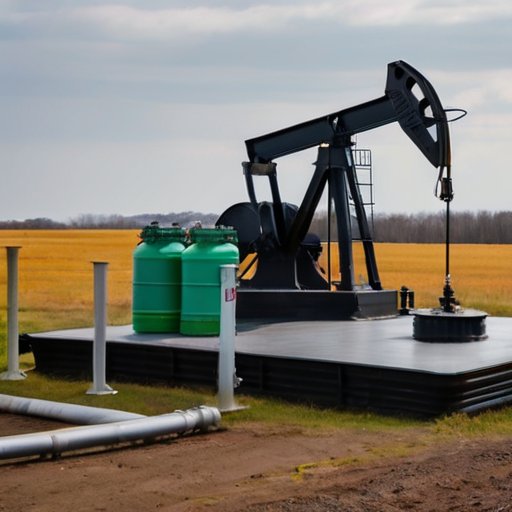 Современная нефтяная скважина с оборудованием, цифровым дисплеем и знаками.
