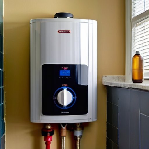 Современный электрический водонагреватель в чистом и организованномUtility room с инструментами и советами по безопасности.